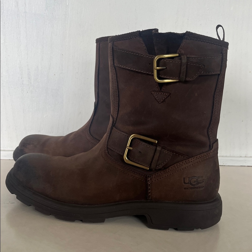 Men’s UGG Dark Brown Leather Biltmore Moto Boots